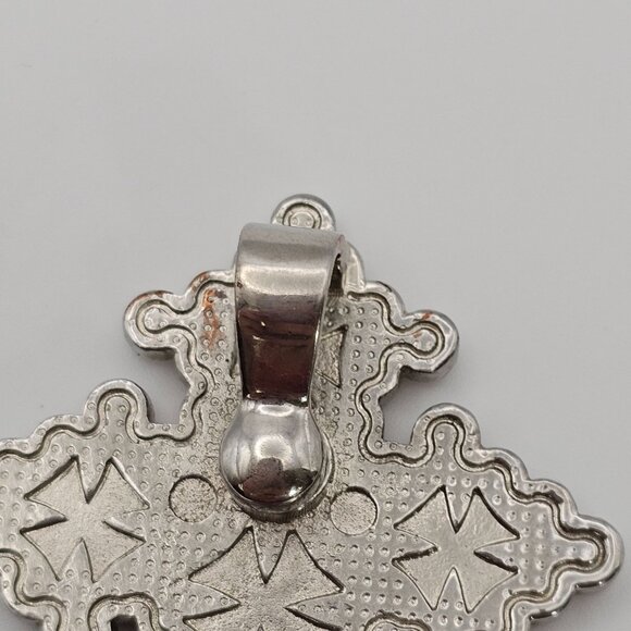 Cross Pendant Rhinestone Western Orange Leather Silver Tone 2.75" Faith Cowgirl - Picture 12 of 14